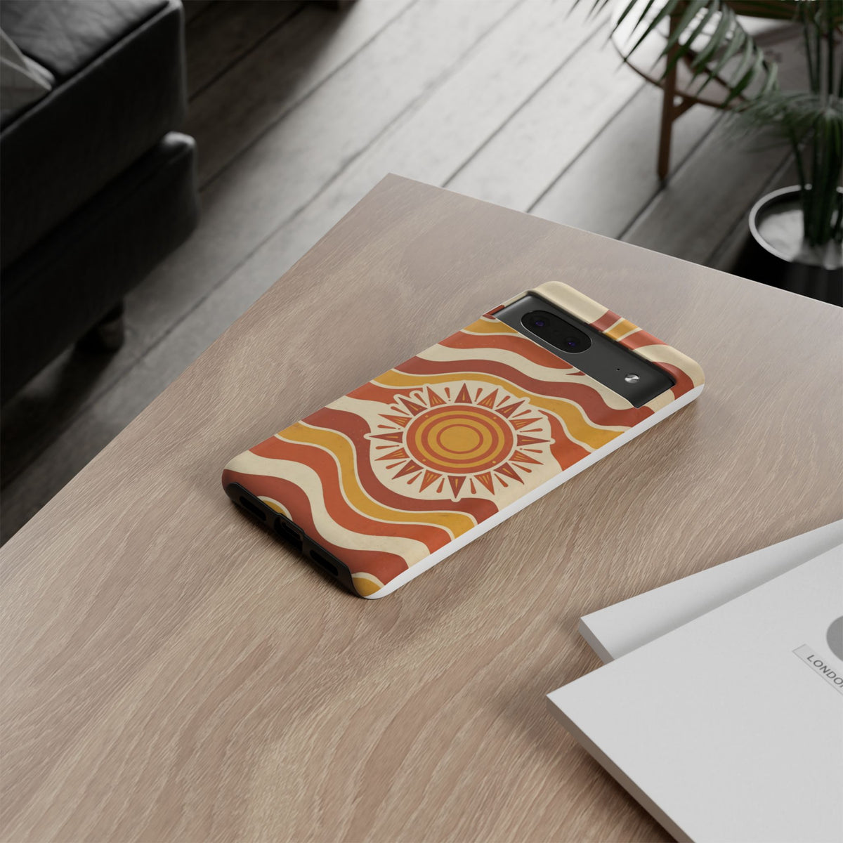 Retro groovy sunset phone case