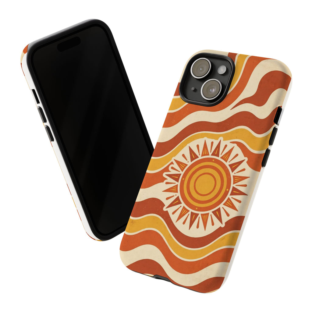 Retro groovy sunset phone case
