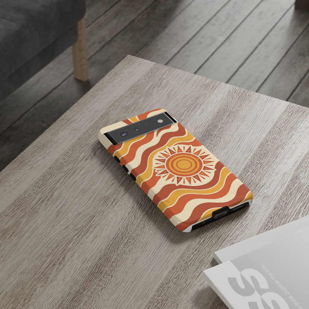 Retro groovy sunset phone case