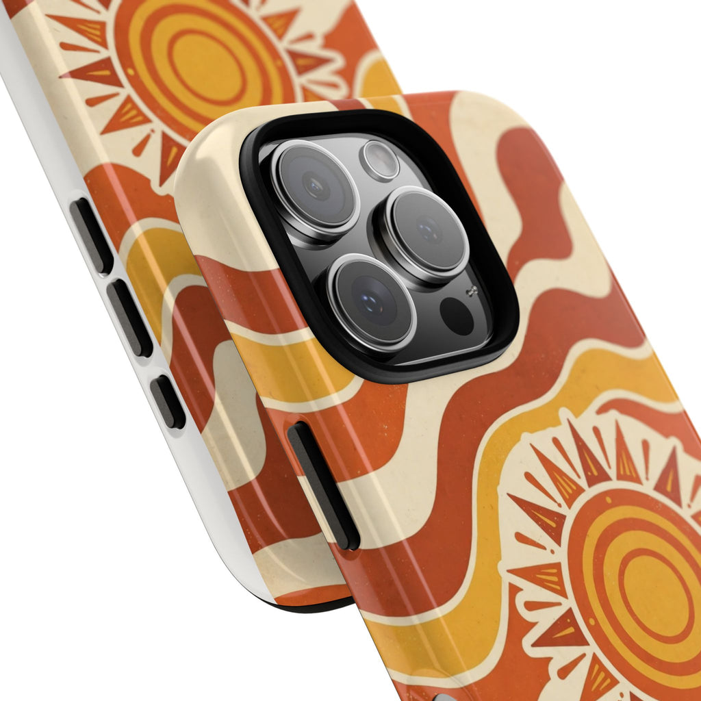 Retro groovy sunset phone case