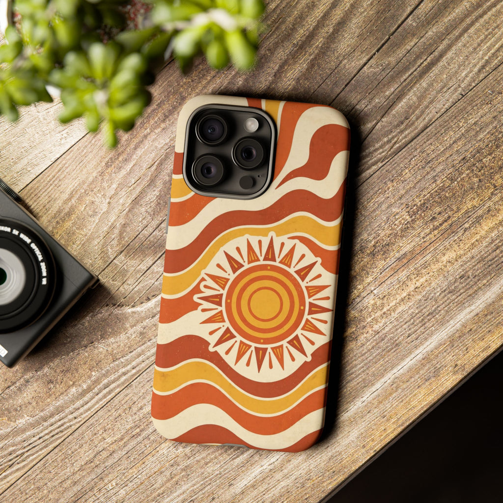 Retro groovy sunset phone case
