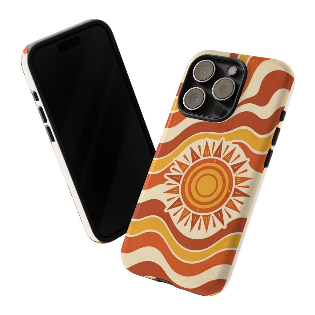 Retro groovy sunset phone case