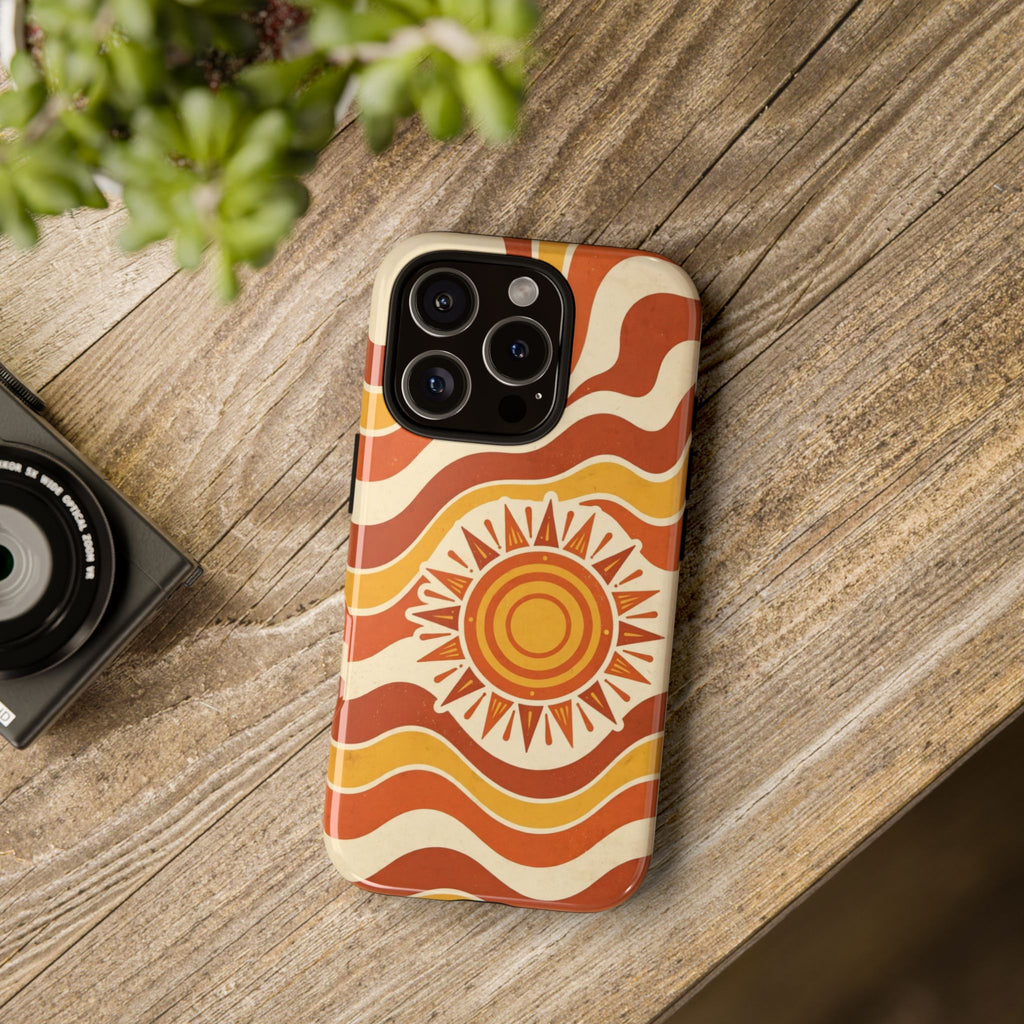 Retro groovy sunset phone case