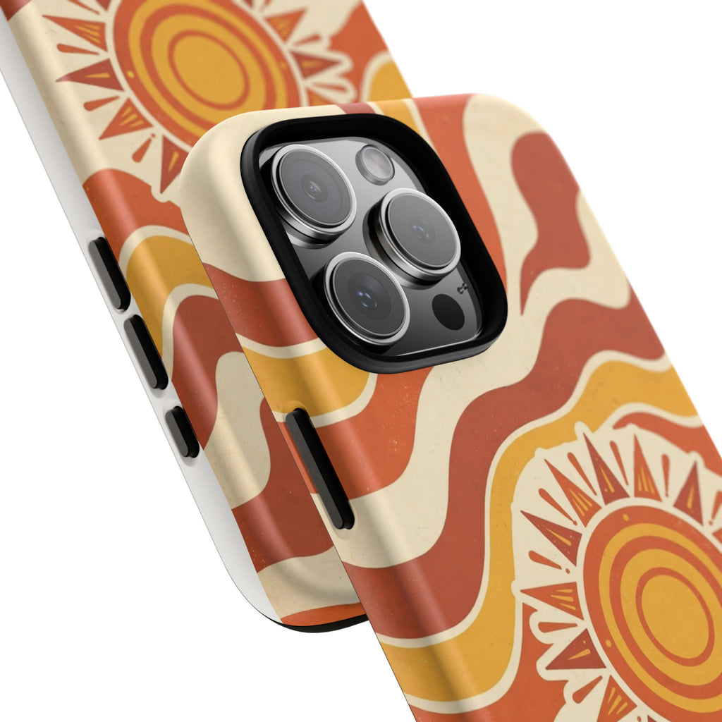 Retro groovy sunset phone case