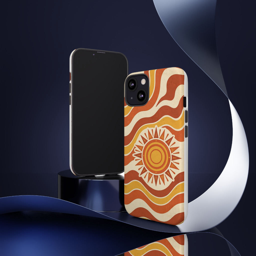Retro groovy sunset phone case