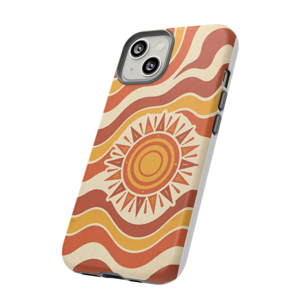 Retro groovy sunset phone case
