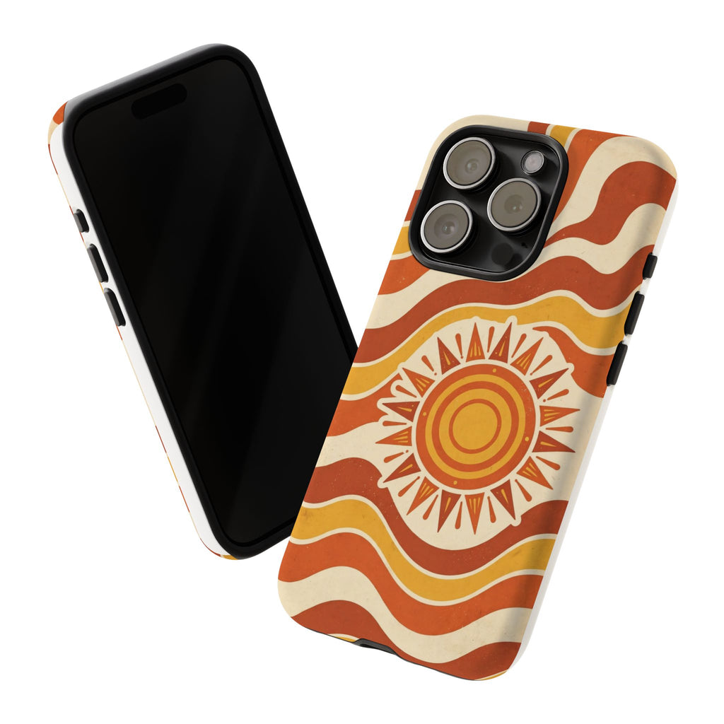 Retro groovy sunset phone case