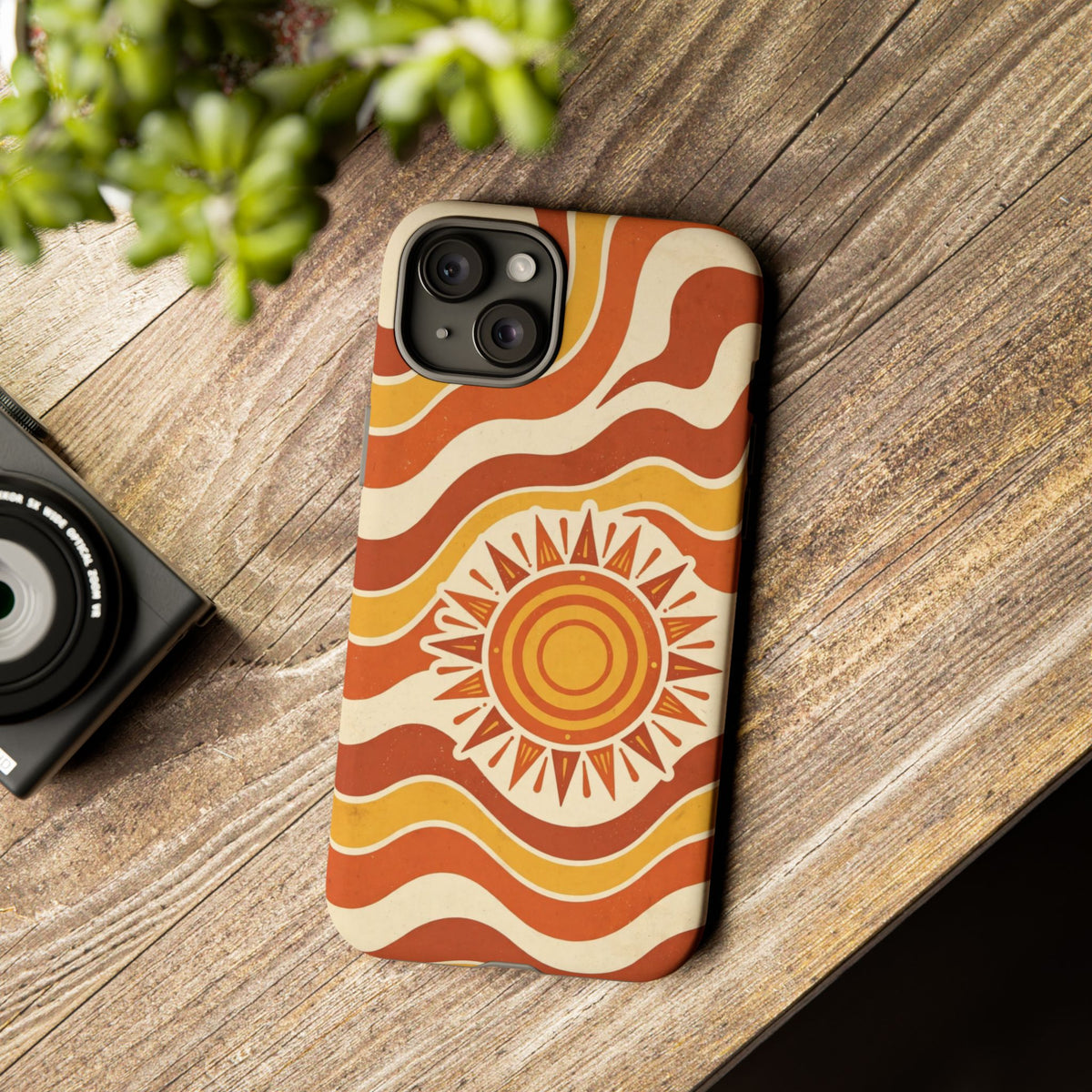Retro groovy sunset phone case