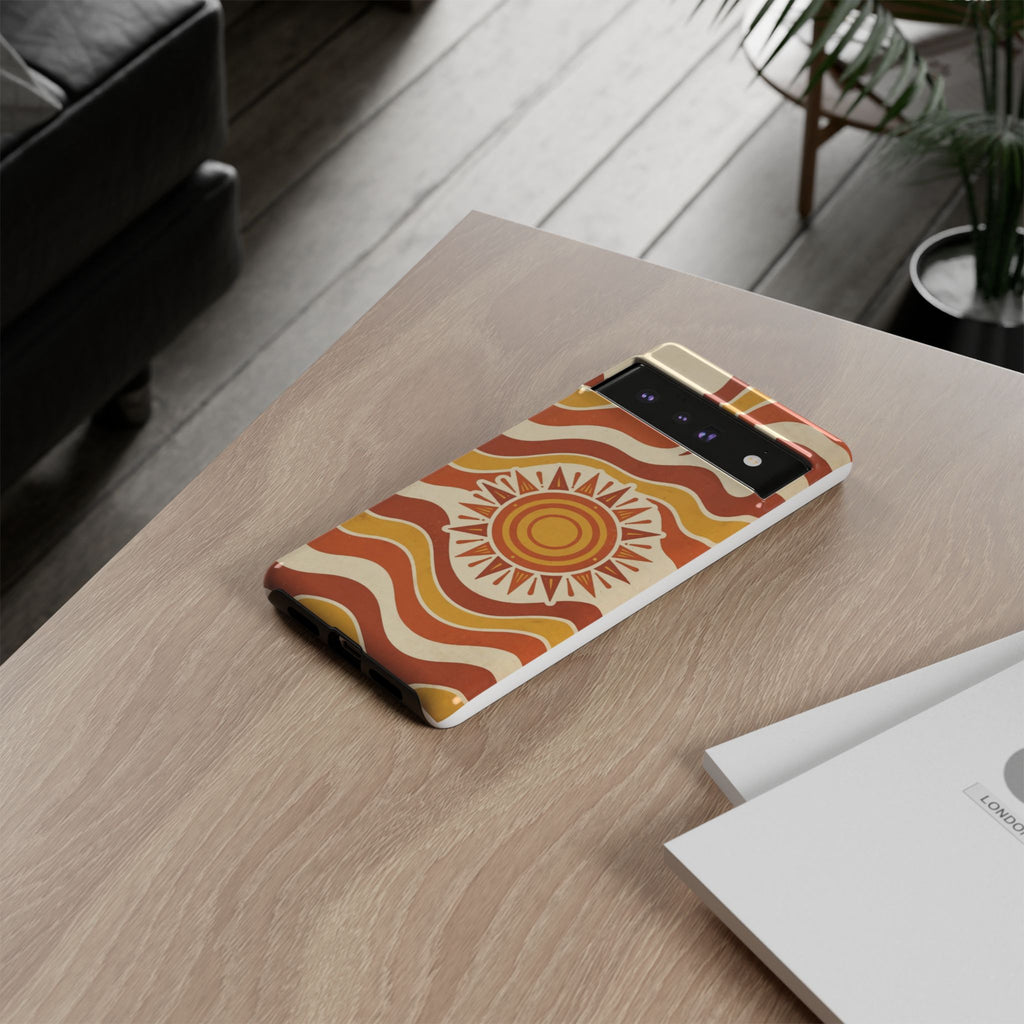 Retro groovy sunset phone case