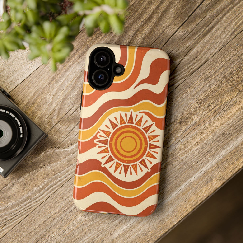 Retro groovy sunset phone case