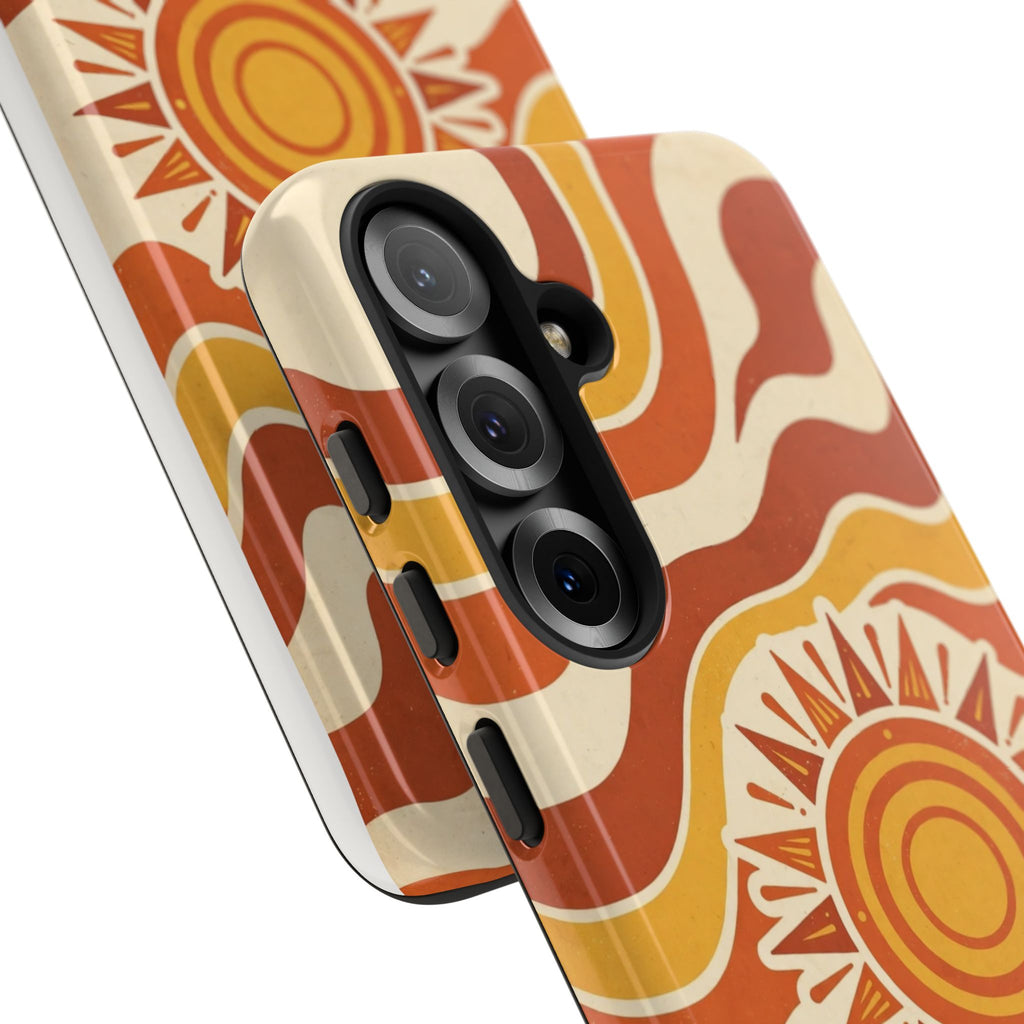 Retro groovy sunset phone case