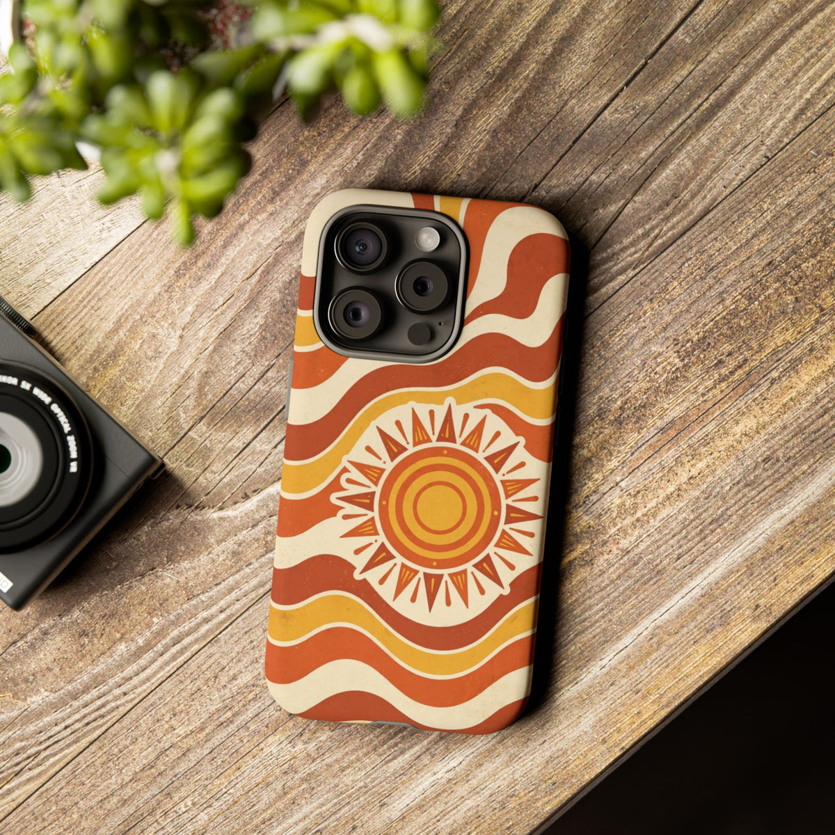 Retro groovy sunset phone case