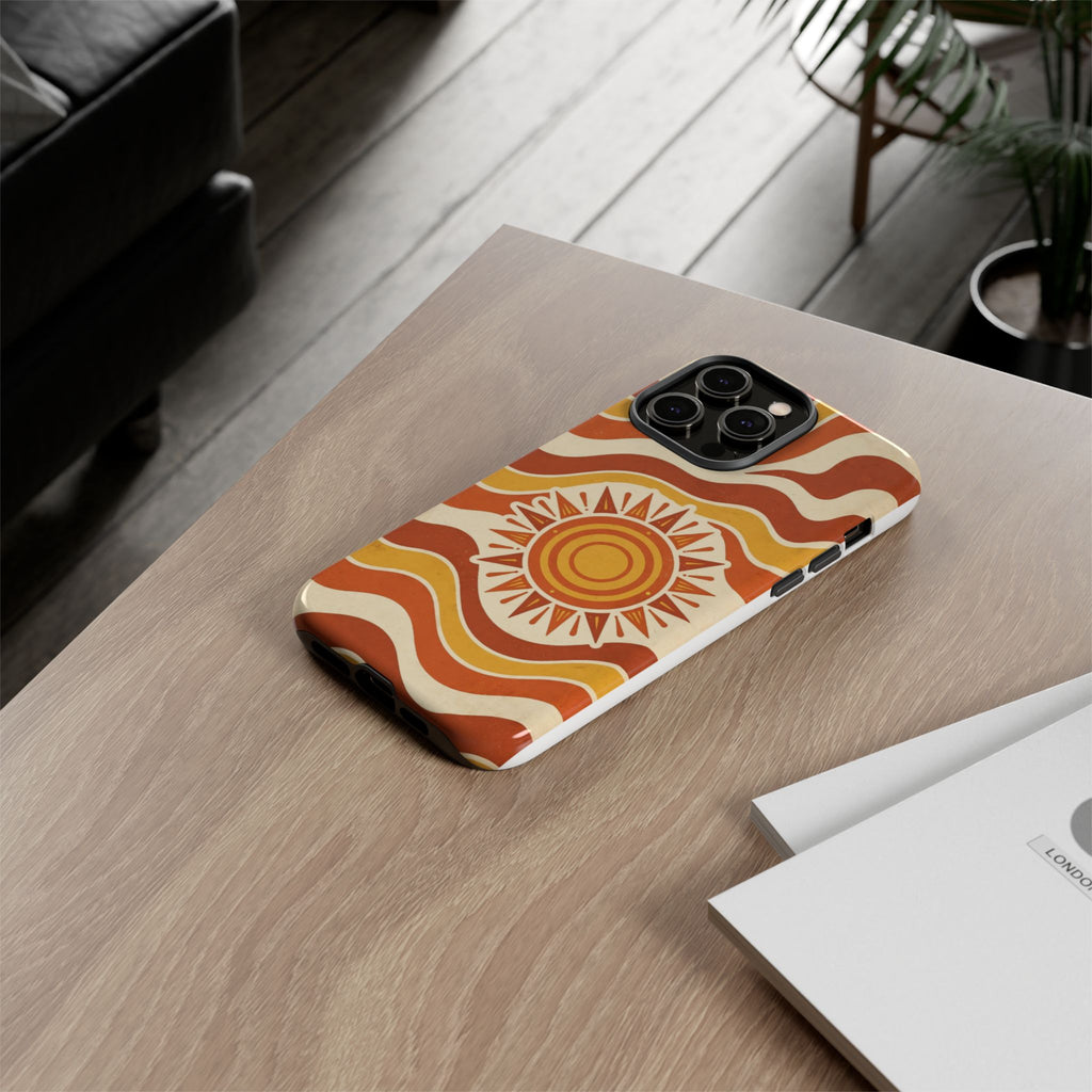Retro groovy sunset phone case
