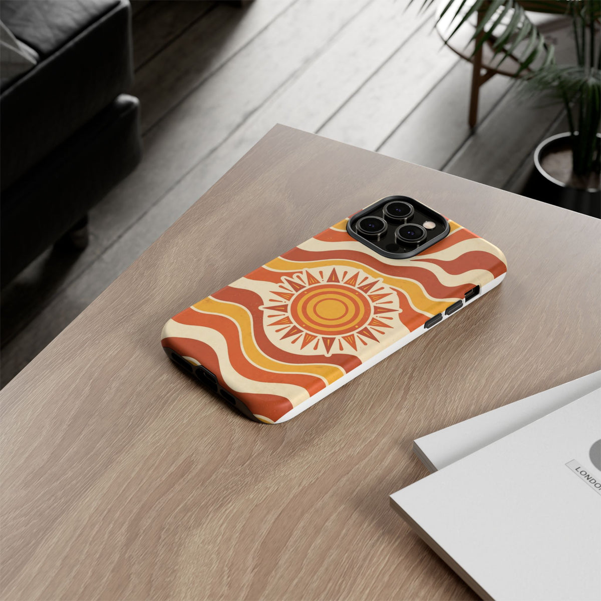 Retro groovy sunset phone case