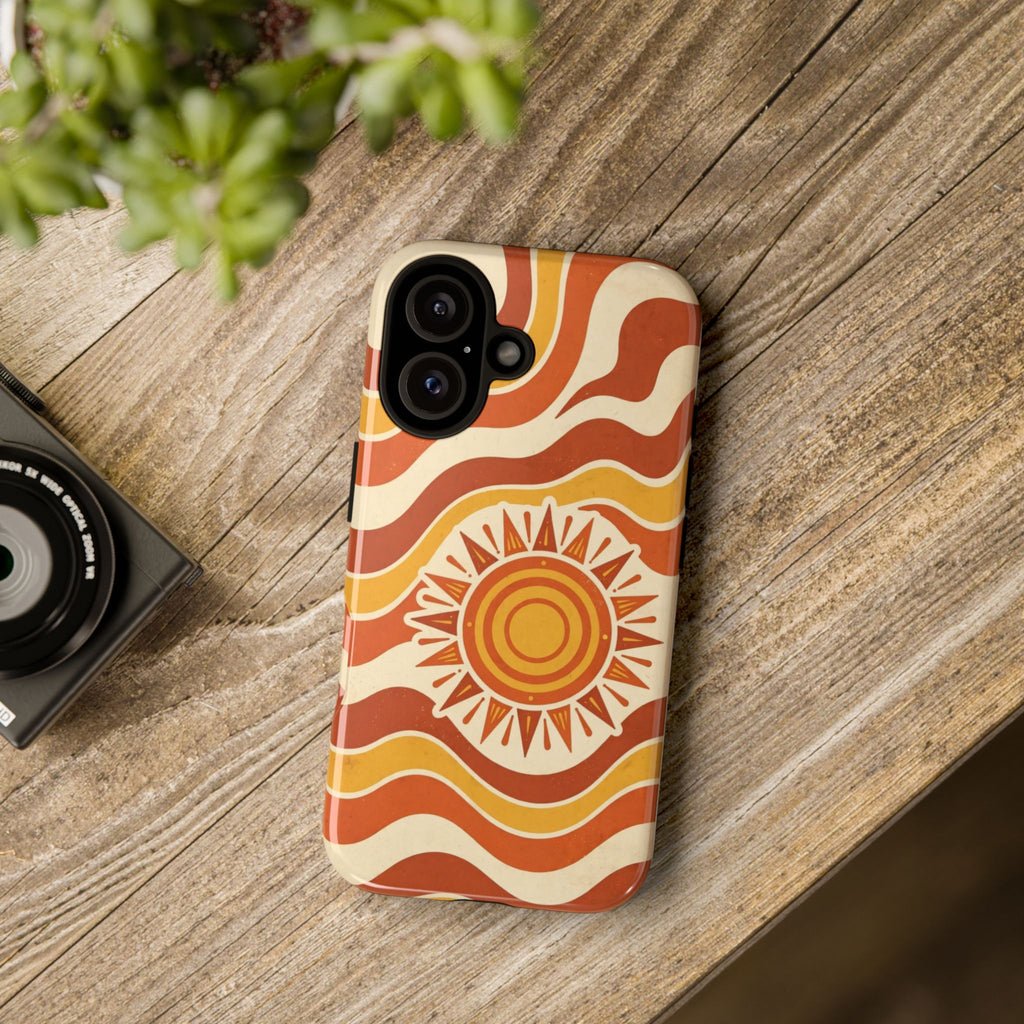 Retro groovy sunset phone case