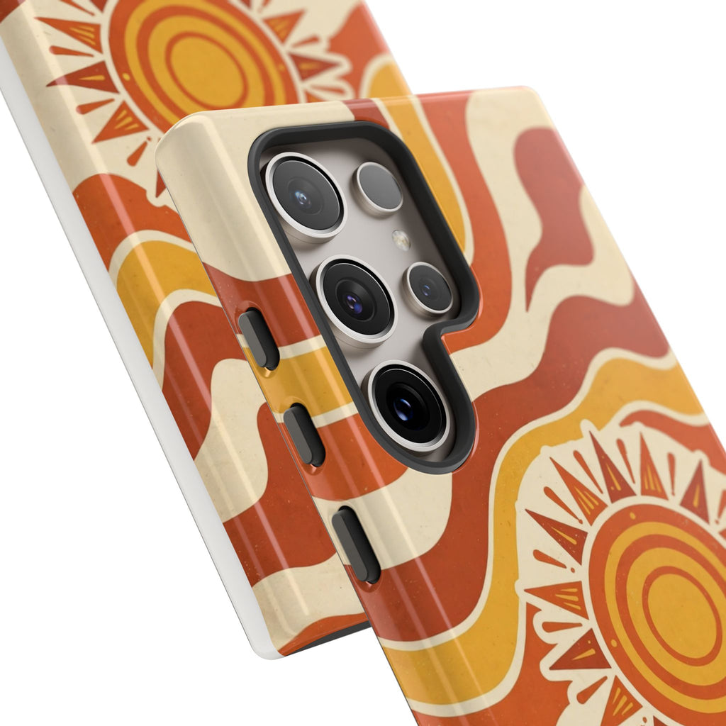 Retro groovy sunset phone case