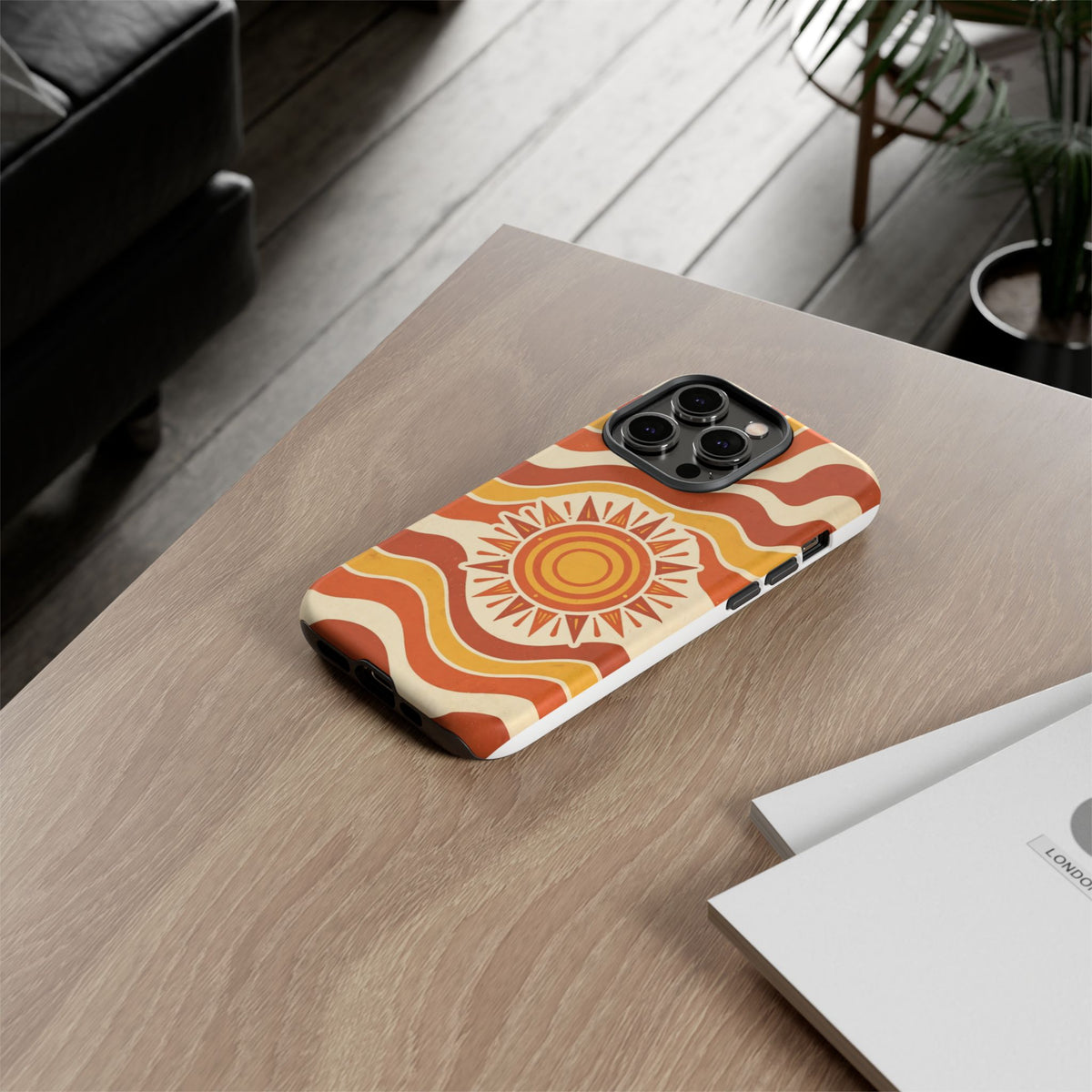 Retro groovy sunset phone case