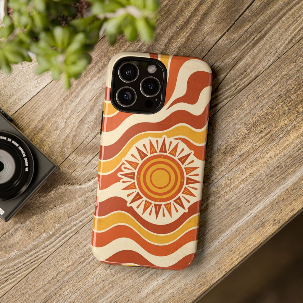 Retro groovy sunset phone case